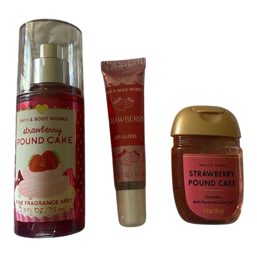 #148-NWT-BATH & BODY WORKS-STRAWBERRY POUND CAKE SET - Picture 5 of 8
